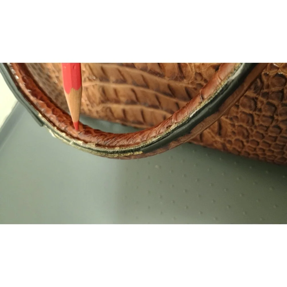 Brahmin Satchel Women Medium Cognac Croc Embossed Leather Gold Hardware